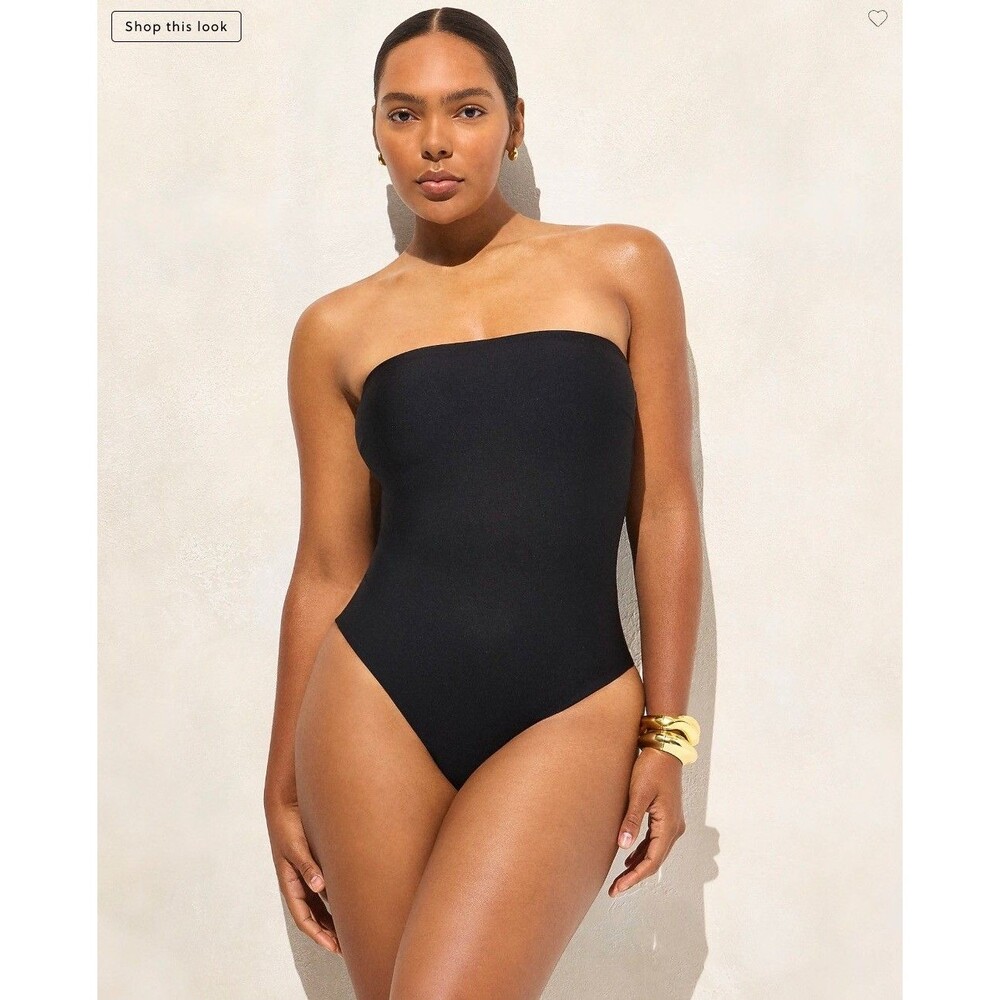 J. Crew Black Strapless One-Piece Swimsuit in Classic Sculpt